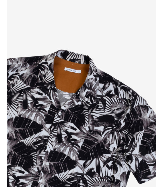 Gianni Lupo GL7718S Hawaiian shirt leaves print