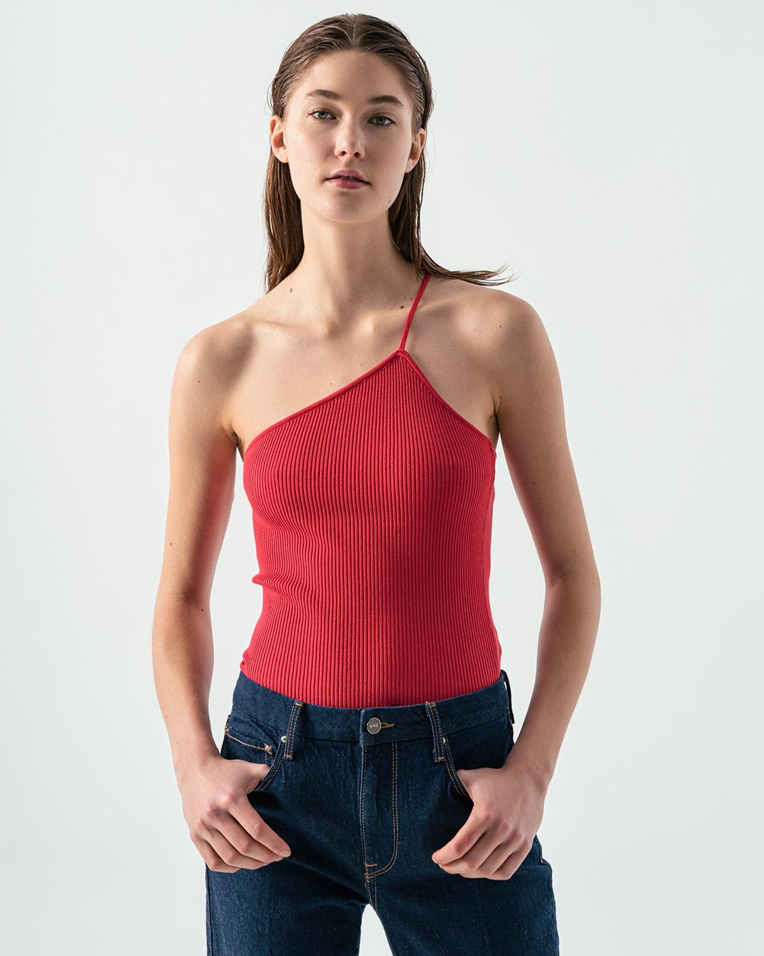 Tailor Made Knitwear TM6107 Rib shoulderless ράντα – Red