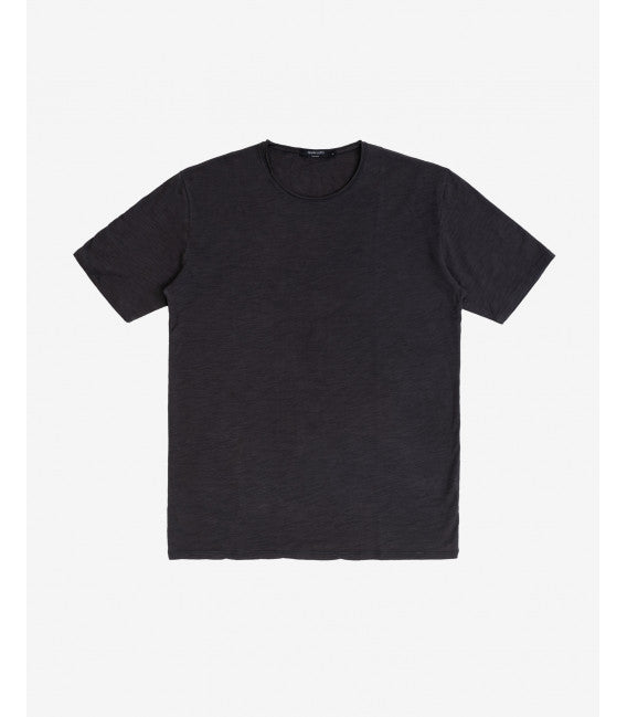 Gianni Lupo GL1053F Basic slubbed T-shirt with raw edges Black